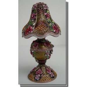  Ornate Lamp Jeweled Jewelry Trinket Box J1N4A: Home 