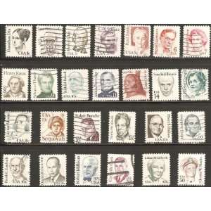  USA Postage Stamps: Great Americans. Complete Used Set (26 