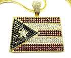 NEW Fully Iced Out Puerto Rico Flag Pendant & 36 Franco Chain PR 