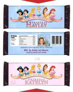 PRINCESS Birthday Party Favors CANDY WRAPPERS  