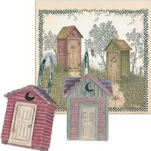 Outhouses Shower Curtain Set (Multi) (71.5H x 71L (curtain and liner 