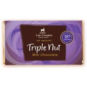 LAKE CHAMPLAIN: Milk Chocolate Triple Nut Signature Bar: 12 Count 