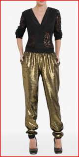 BCBG GOLD COMBO ZHARA SEQUINED PANTS SIZE S NWT $348 M22  