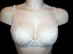 Victorias Secret Sheer Lace Underwire Bra 34B White  