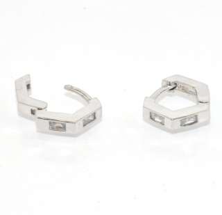 Diamonique CZ Huggie Earrings 925 Sterling Silver  