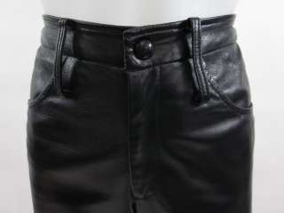 ANNA SUI Black Leather Straight Leg Pants Trousers Sz S  