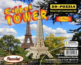 Puzzled Eiffel Tower 3D Natural Wood Puzzle  