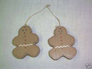 Gingerbread Men Ornament Handpainted Wood  