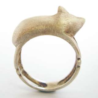 This adorable artistically detailed 14k white gold cat ring will 