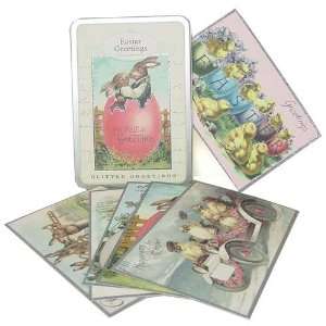  12 Easter vintage Cavallini Glitter Vintage Carte Postale 