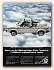 1984 VW Wolfsburg Limited Edition Convertible Photo Ad