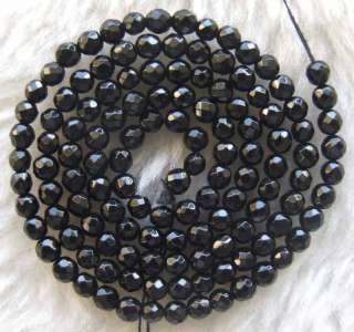 3mm Faceted Round Black Onyx Beads 15.5inchs  