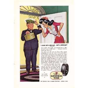  1945 Ad General Tire Delivery Man Original Vintage Print 