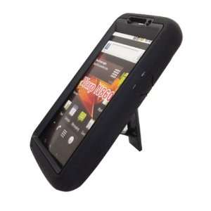  Black Kickstand Double Layer Hard Case Gel Cover For ZTE 
