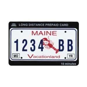   Phone Card Maine License Plate Vacationland Pictures A Lobster USED