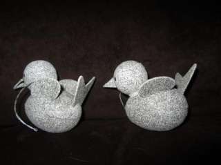 Mica Silver bird candy container ornament head comes off round body 