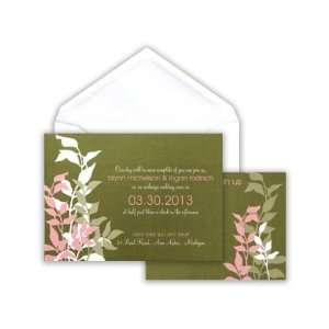   Moss and Cotton Candy Leaf Wedding Invitation