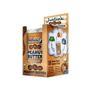 Justins Organic Classic Peanut Butter   10 Squeeze Packs:  
