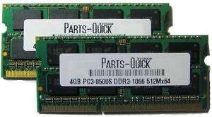 2x 4GB 8GB Apple MacBook Pro Memory DDR3 PC3 8500 1066  