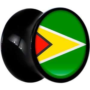  10mm Black Acrylic Guyana Flag Saddle Plug Jewelry
