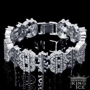    Silver Plated Money Dollar Sign Hip Hop Bling Bracelet: Jewelry