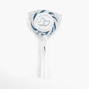 Personalized Two Hearts Swirl Pops   Blue   Suckers & Pops:  