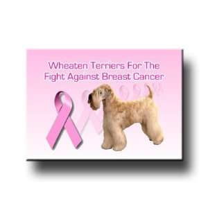 Wheaten Terrier Breast Cancer Support Fridge Magnet