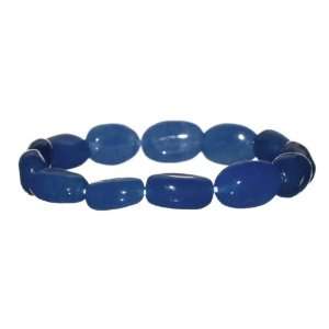  Dyed Blue Jade Beaded Stretch Bracelet: Jewelry