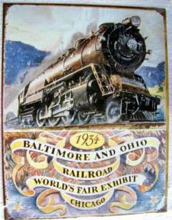 Vintage Style Tin Metal Sign Baltimore & Ohio Railroad 1934 Chicago 