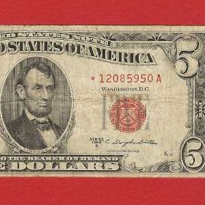   RED SEAL ★STAR★ US NOTE in CHOICE FINE, ★ Old Paper Money  