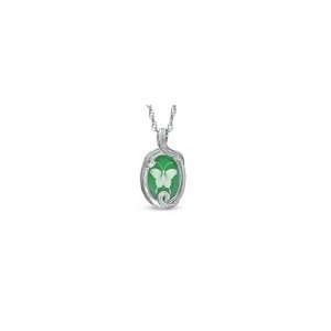 ZALES Green Agate Butterfly Cameo Pendant in Sterling Silver other 
