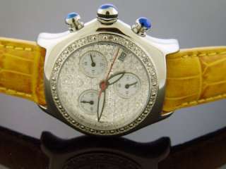  LADY ROUND 15 DIAMOND W/ SILVER FACE GENUINE LEATHER BAND  