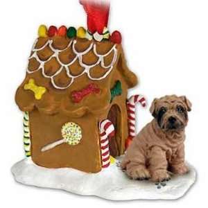  Brown SharPei Gingerbread House Christmas Ornament: Home 