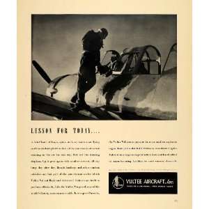  1940 Ad Vultee Aircraft Pilot Airplane Wing Cockpit 