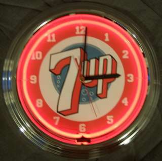 7UP 7 UP soda fountain neon clock sign nostolgic  