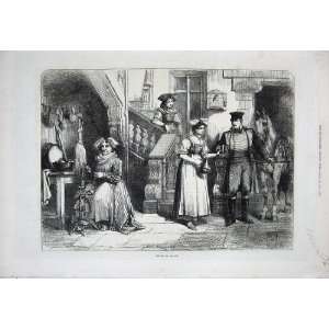  Scene People Alsace Spinning Wheel Costumes Horse 1871 