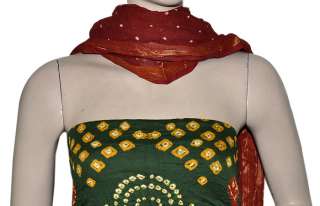 salwar kameez suit embellished with bohemian tie dye bandhini work