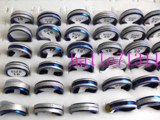 wholesale 50pcs blue unisex stainless steel rings  