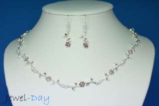 Amethyst Flower Wedding Set Necklace Earrings 18 Karat  