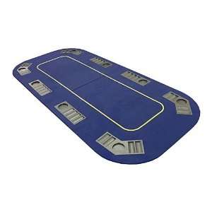  Texas Holdem Folding Table Top w/ Cup Holders   Blue 