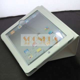 Leather Skin Case Cover Pouch For iPad 2 White  