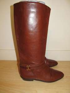   Etienne Aigner brown leather Shelby riding boots Brazil 7M  