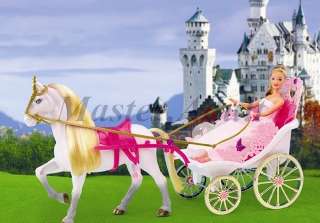   Large CARRIAGE for Barbie with White Horse, Detachable Design  