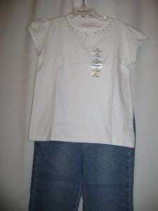 Girls Arizona Embellished Denim Jeans+White Top 6X NWT  