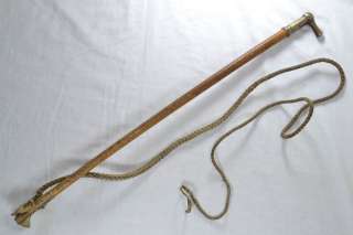   Hunting Equestrian Brass Silver Cane Horse Riding Crop & Whip c1890