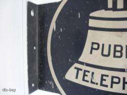 BIG HEAVY METAL 2 SIDED FLANGED PUBLIC TELEPHONE ADVERTISING SIGN 