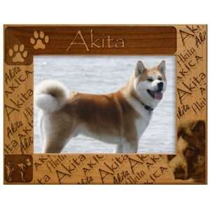  Akita: 5 X 7 Engraved Alderwood Picture Frame #0243: Home 