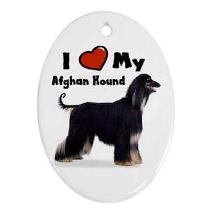  I Love My Afghan Hound Black Ornament (Oval)