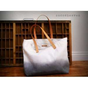  Canvas Tote Bag (Gray)   With Leather Strap   Large 