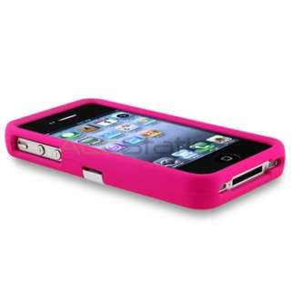   Hot Pink SNAP ON HARD COVER CASE W/ CHROME STAND FOR iPhone 4 G 4S USA